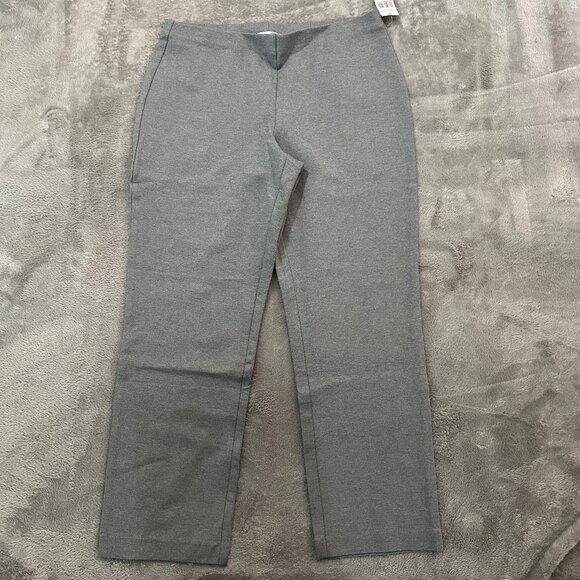 NWT Coldwater Creek Gray Straight Leg Pull On Ponte Knit Pants LARGE - Picture 1 of 6